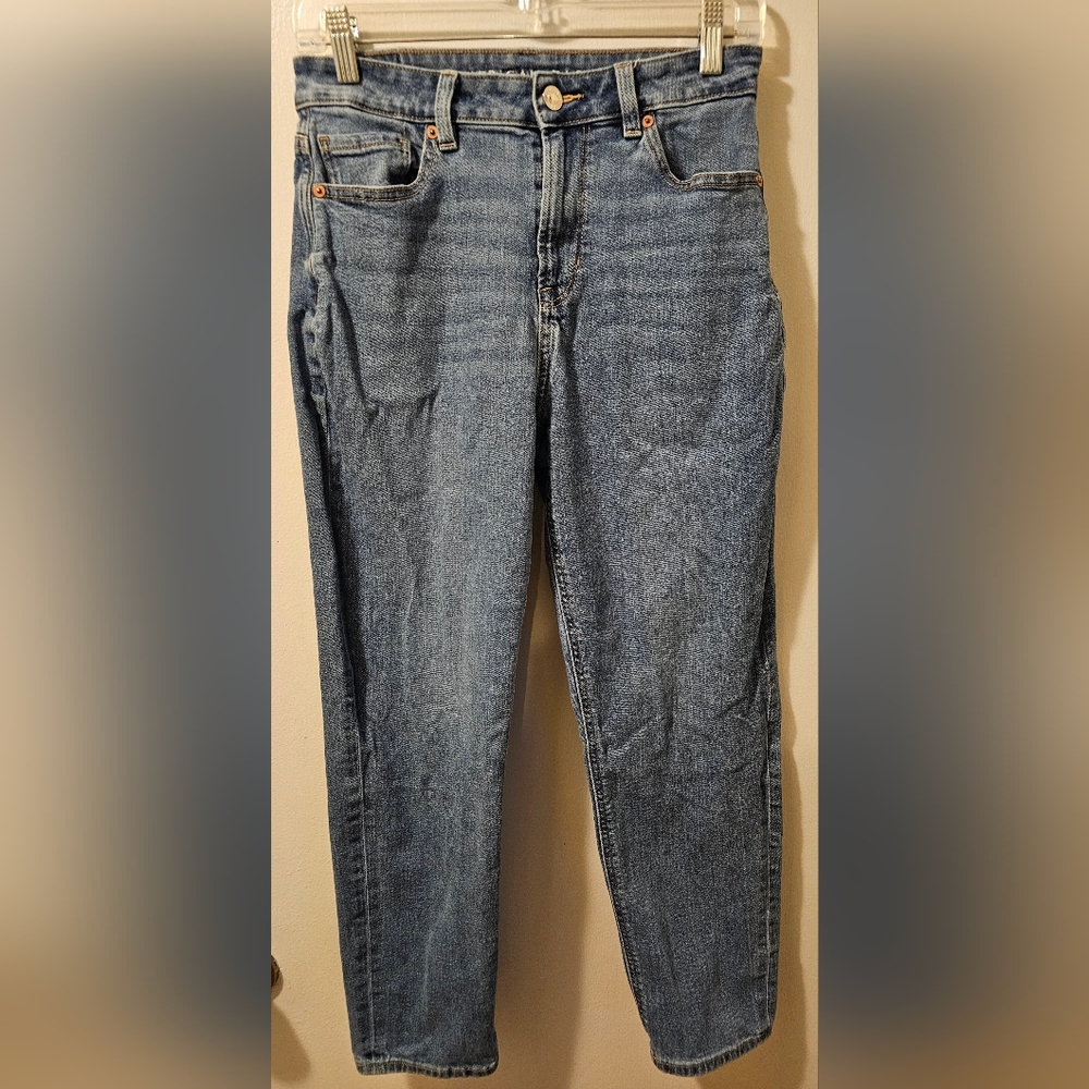 American Eagle Mom Straight Jeans Stretch Blue Women's Size 4 Short
